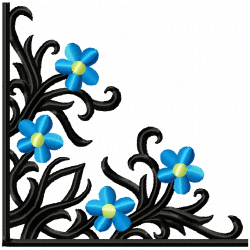 Floral Filigree Corners Embroidery Design 3